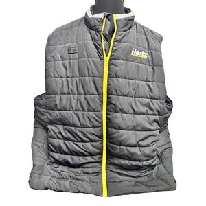 Twinhill Puffer Vest‎ Mens 4XLR Black Hertz Logo Full Zip Quilted Outerwear